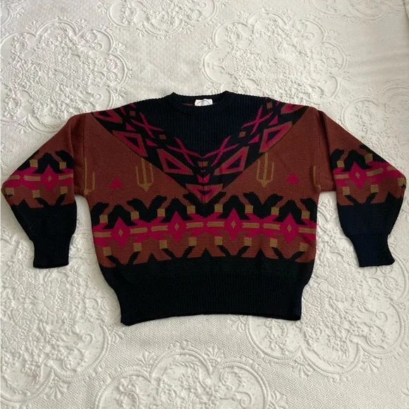 Bogner Vintage 80s Jacquard Knit Ski Sweater Desert Cactus Design Wool Sweater - Picture 10 of 14